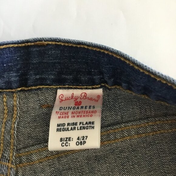 Lucky Brand Jeans Size 4-27 Flare Dungarees by Gene Montesano Soho Style F29AA20 - Picture 4 of 8